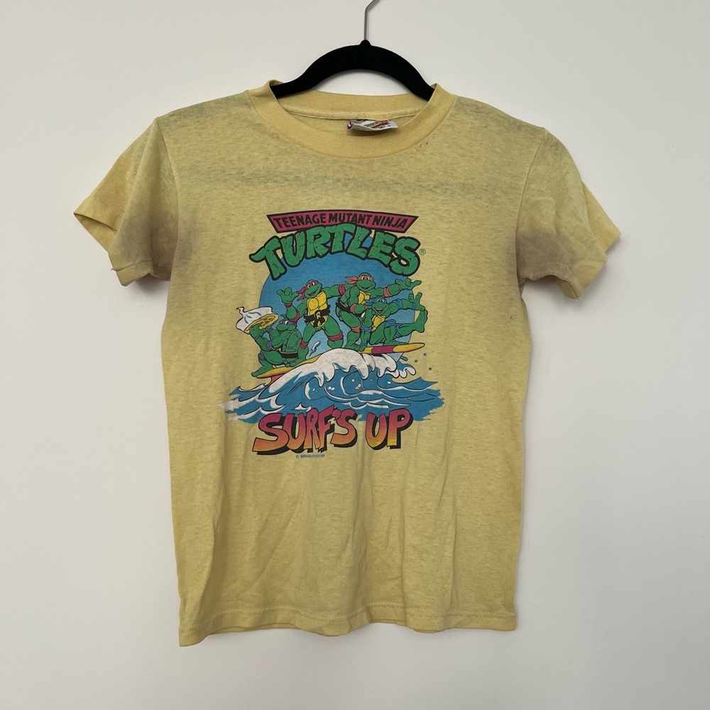 soft 90s vintage TMNT Teenage Mutant Ninja Turtles surf cartoon graphic tee XS-S